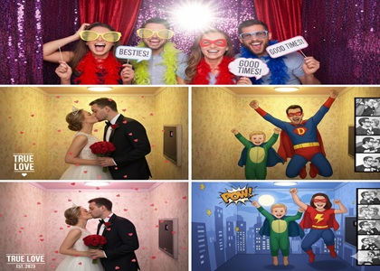 Photo Booth with married couple and superman inside